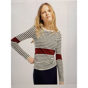 No. 21 Women's Black Red Striped Wool Silk Blend Sweater Size EU 46NWT